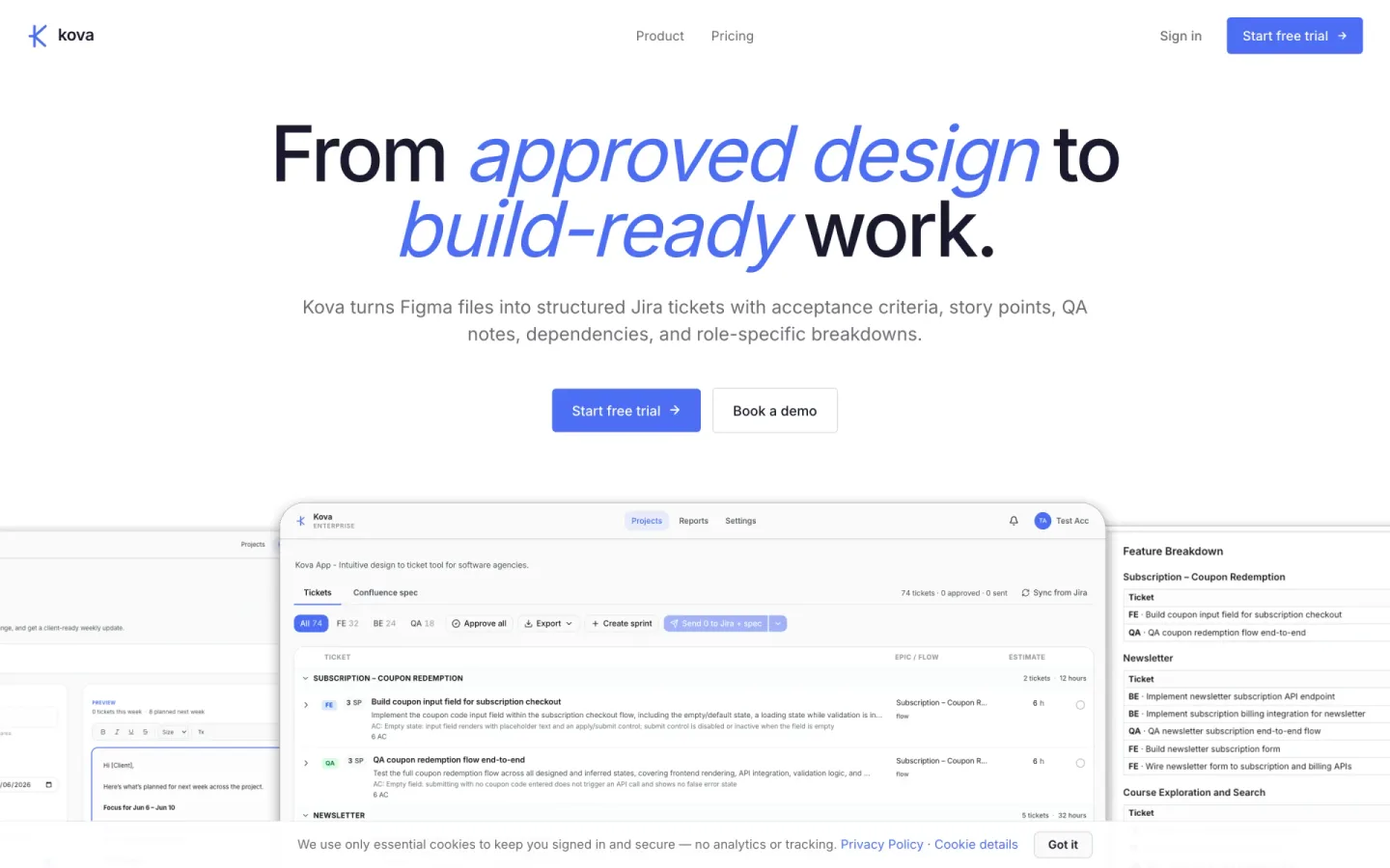 Kova: From design files to structured delivery documentation.